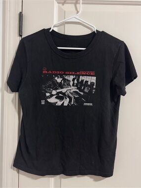 Brandy Melville Black 'Radio Silence' Graphic Tee